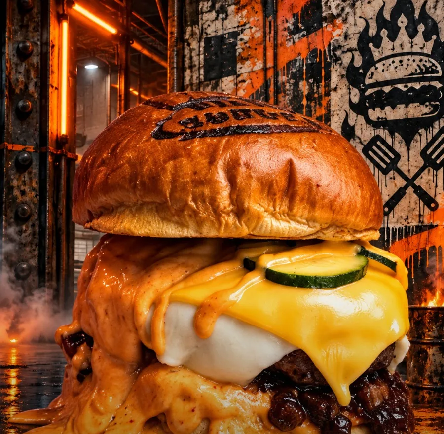 Hamburguesa a la brasa con queso fundido de Bilbo Burger en Bilbao